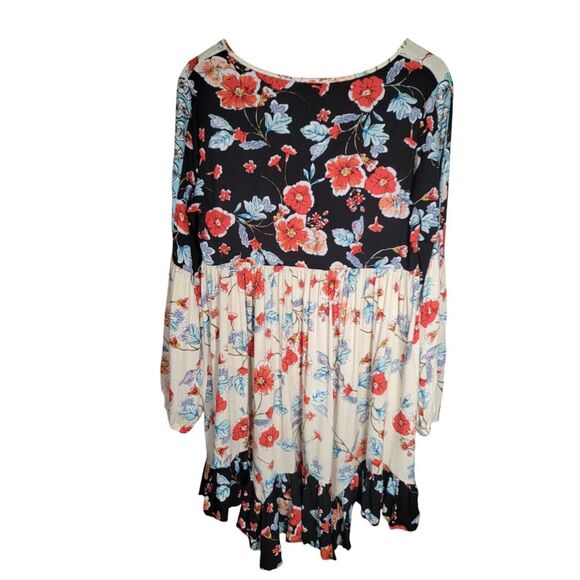 Anthropologie Patrons of Peace Size Medium‎ Black Red Floral Tunic Dress Boho - Picture 3 of 6